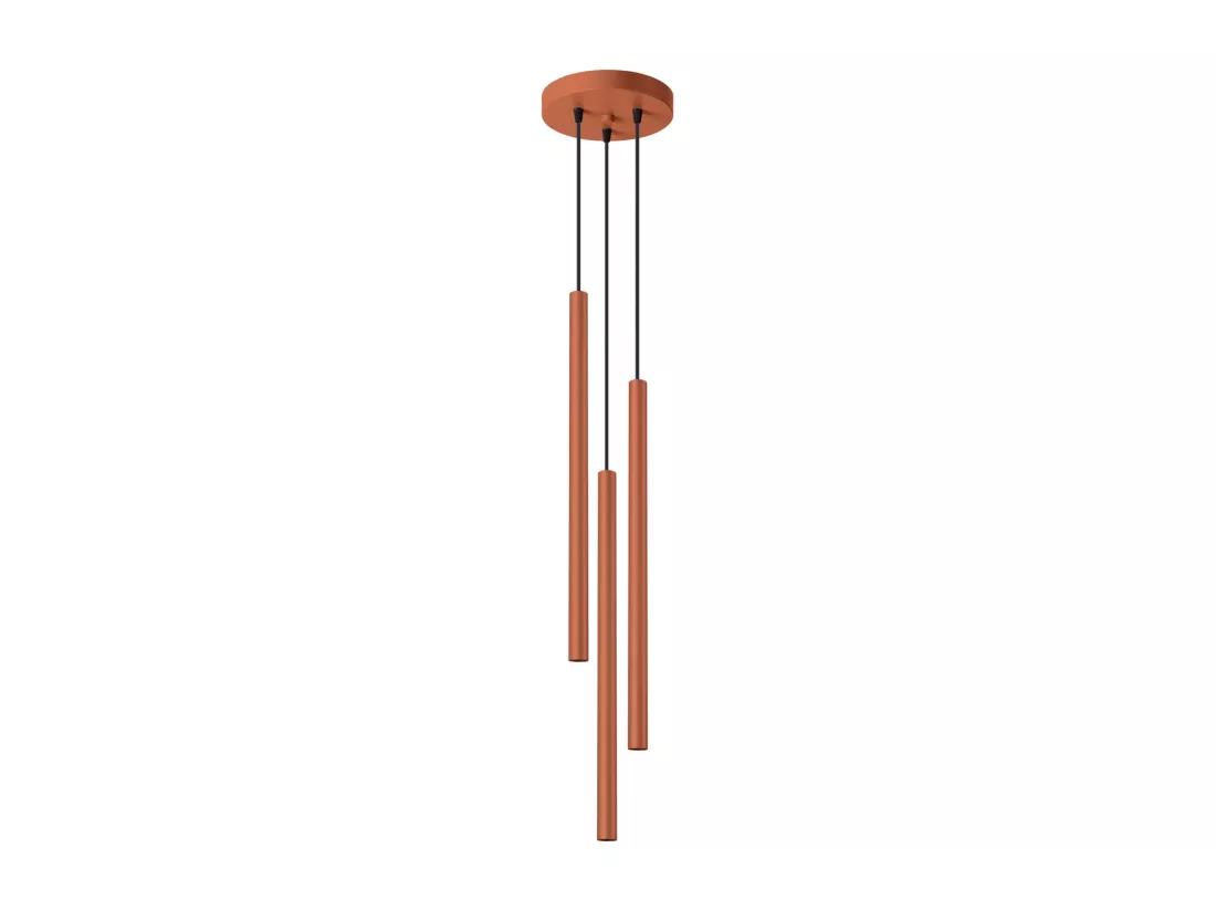 Lampe à suspension Pastelo moderne en acier - 3 sources lumineuses - L.19,5 x H.104 cm - ocre rouge