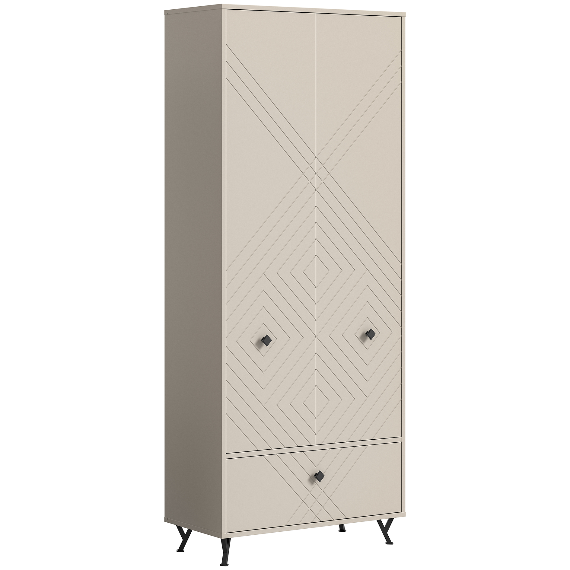 Garderobenschrank NOTES - sandbeige matt - 190 cm hoch