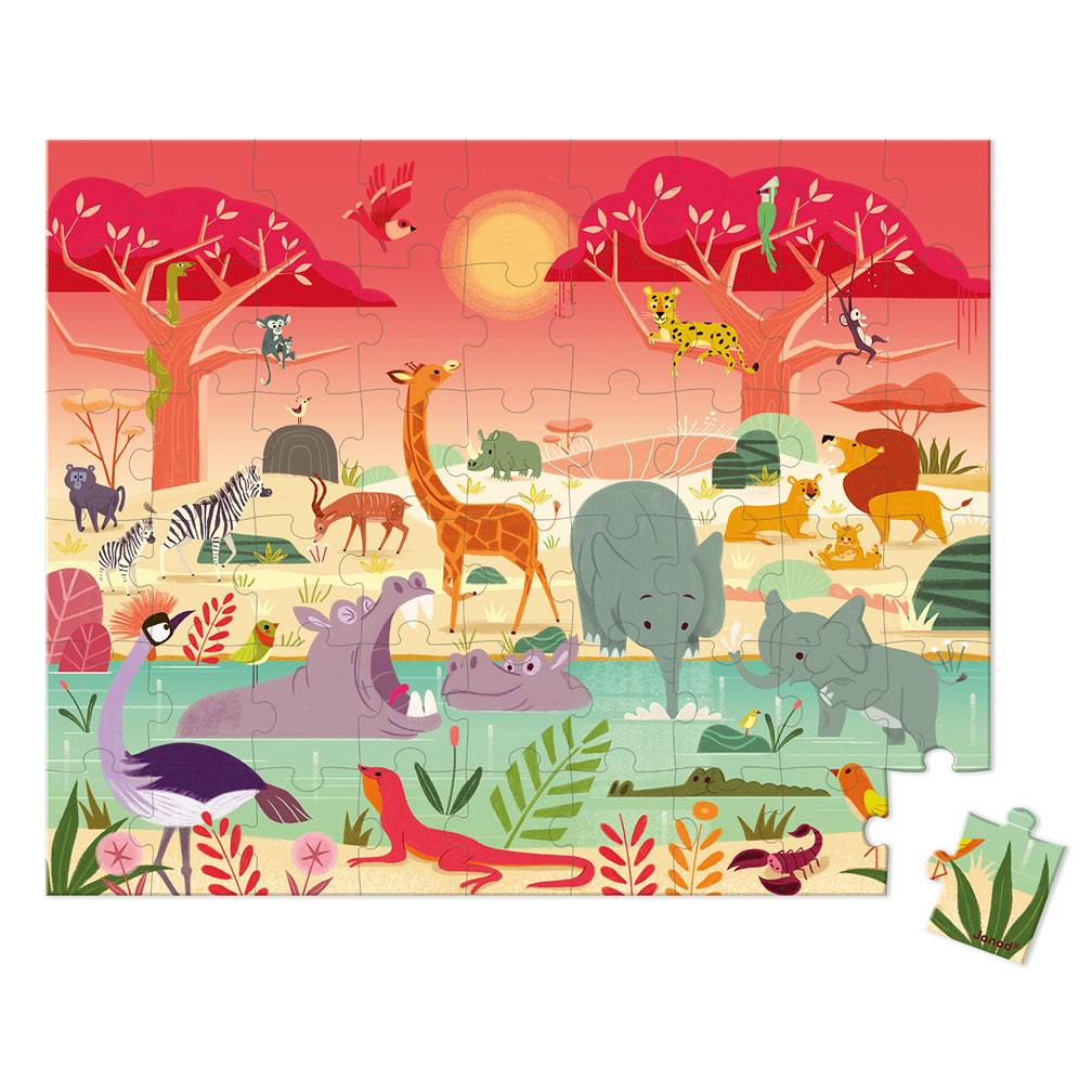 Janod Puzzel - Het Dierenreservaat, 54st.