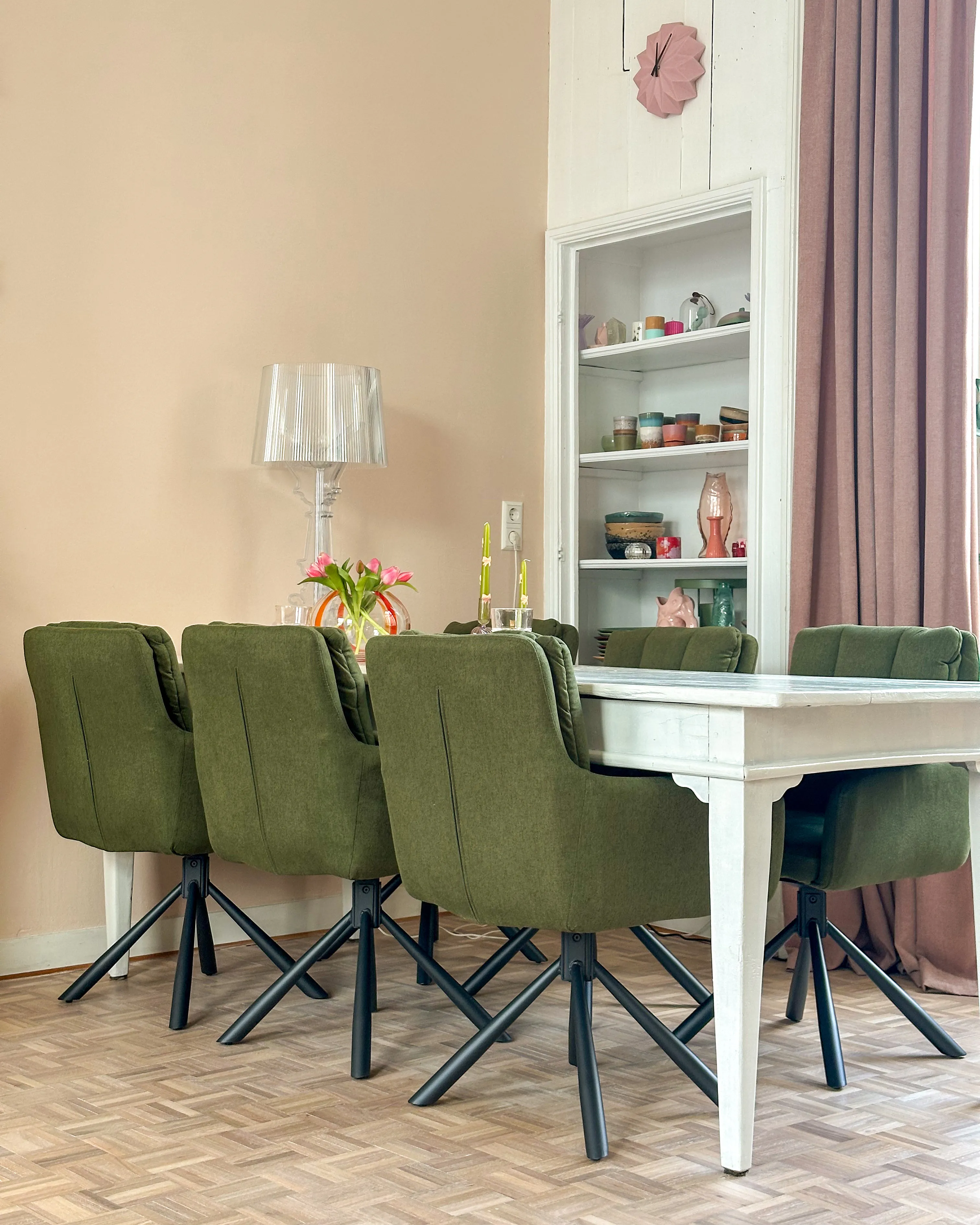 Set van 2 eetkamerstoelen draaibaar SARDOAL Donkergroen
