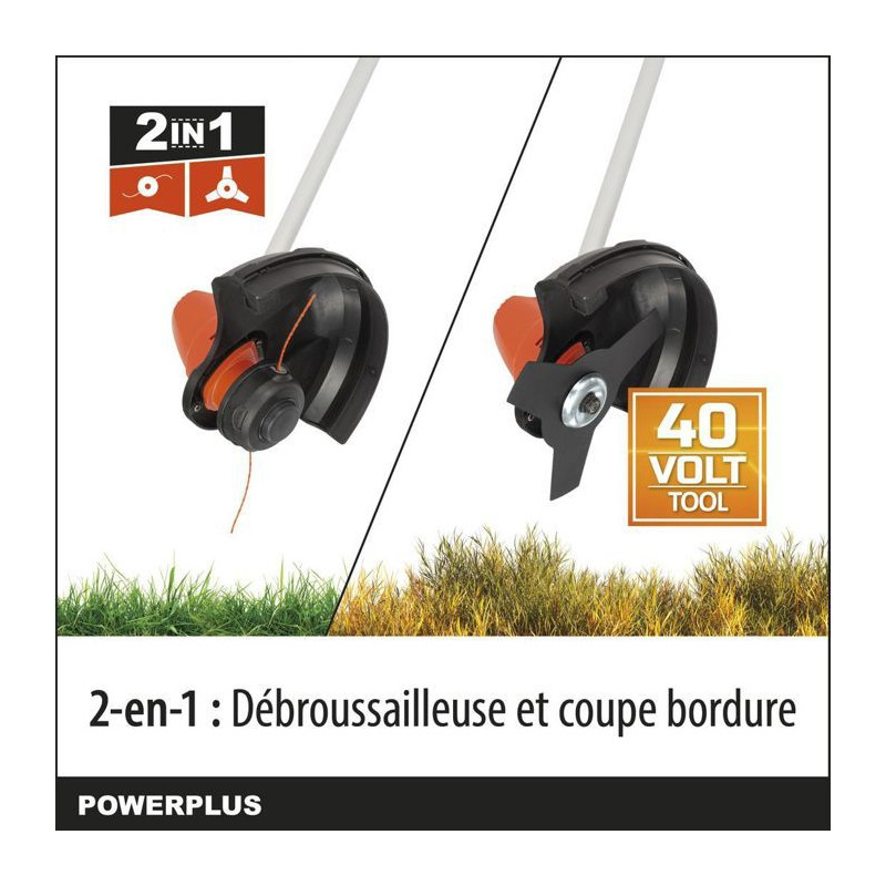 Débroussailleuse a batterie 40v dual power powdpg7551 - moteur brushless - livré sans batterie ni chargeur