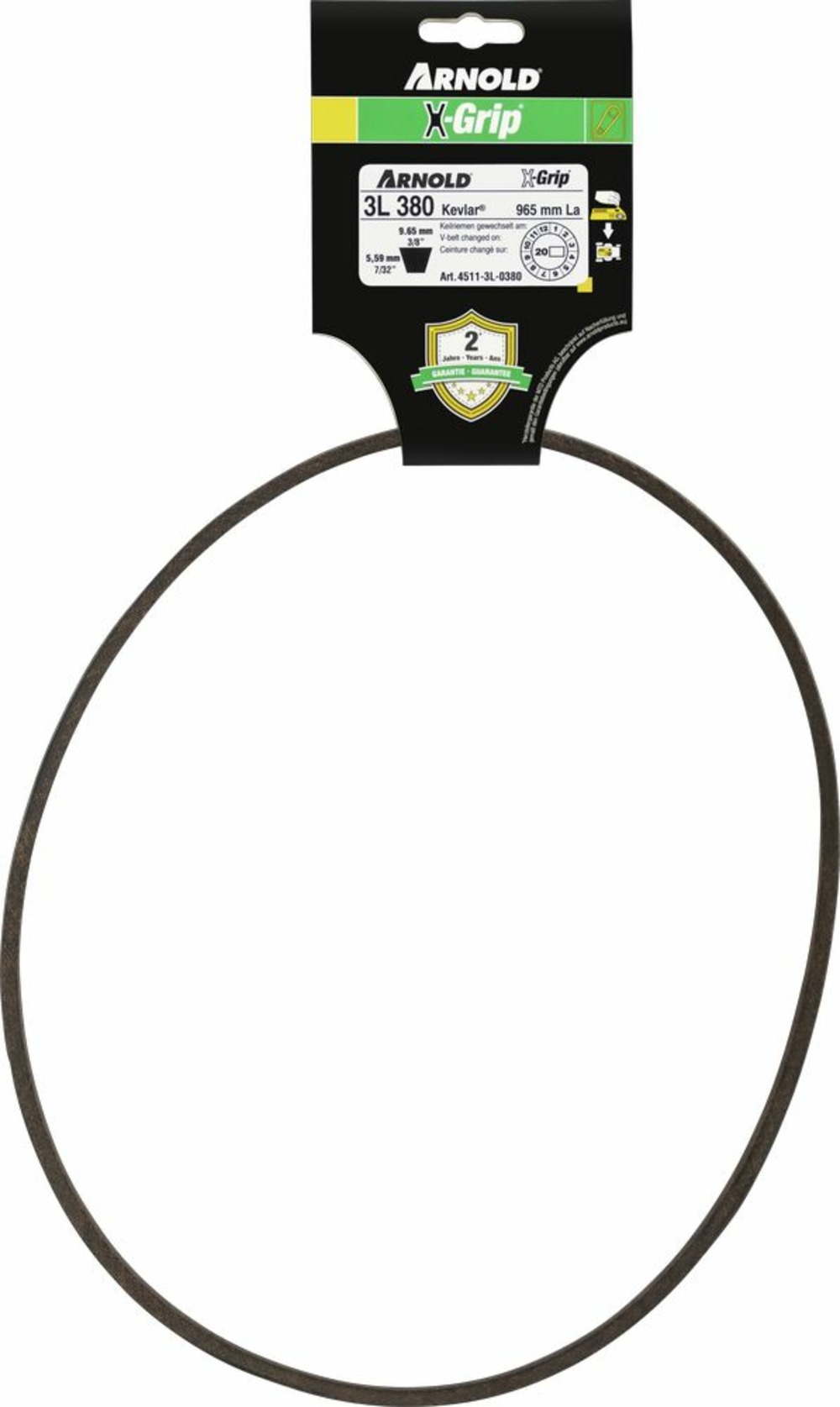Courroie trapézoïdale x-grip v de type 3l380