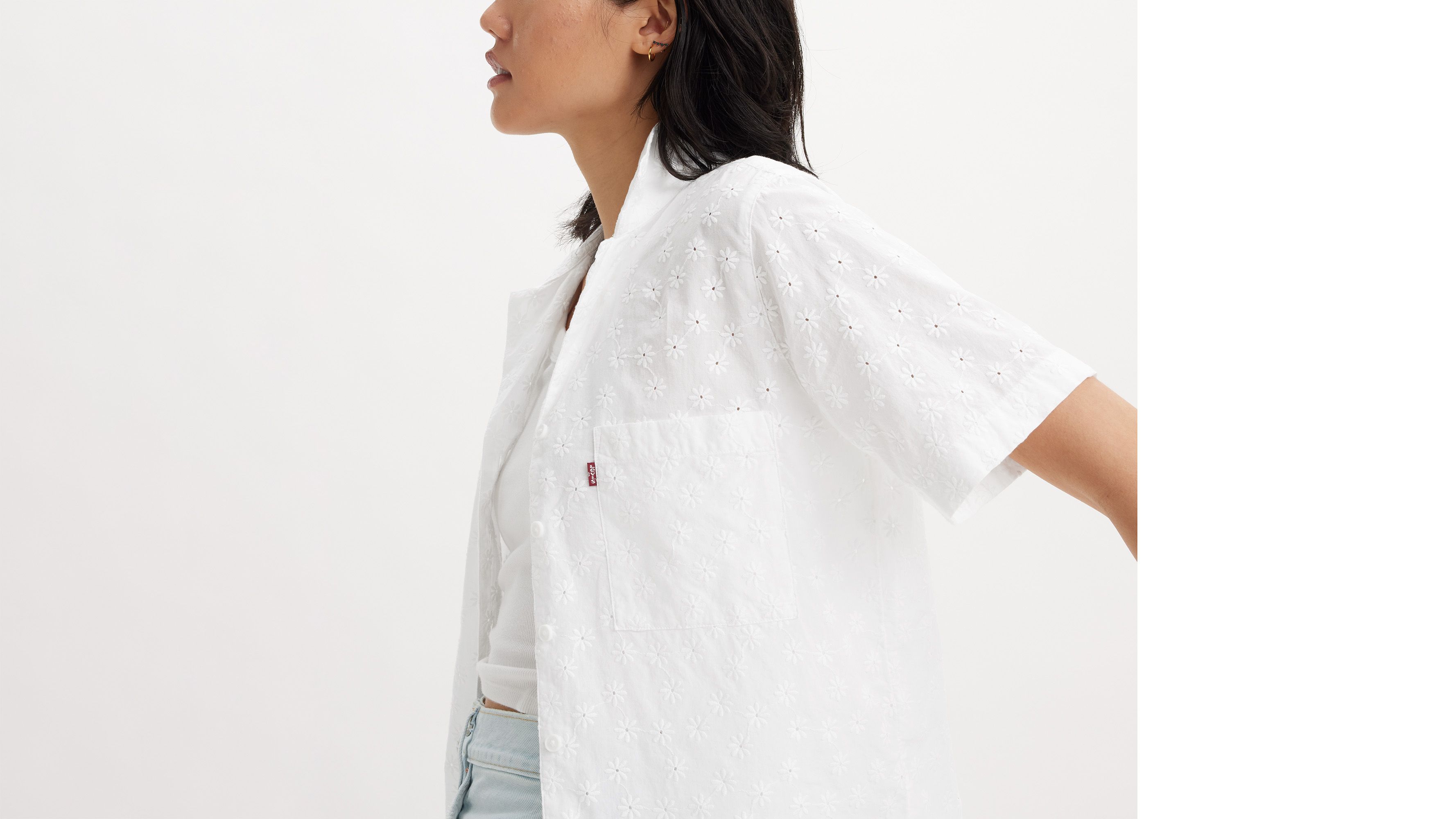 Chemise manche courte Joyce Resort - Bright White Eyelet Bright White - Blanc