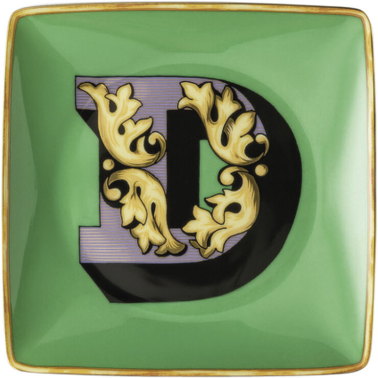 Versace Bowl 12cm sq. flat, Holiday Alphabet D, Versace Flerfarvet