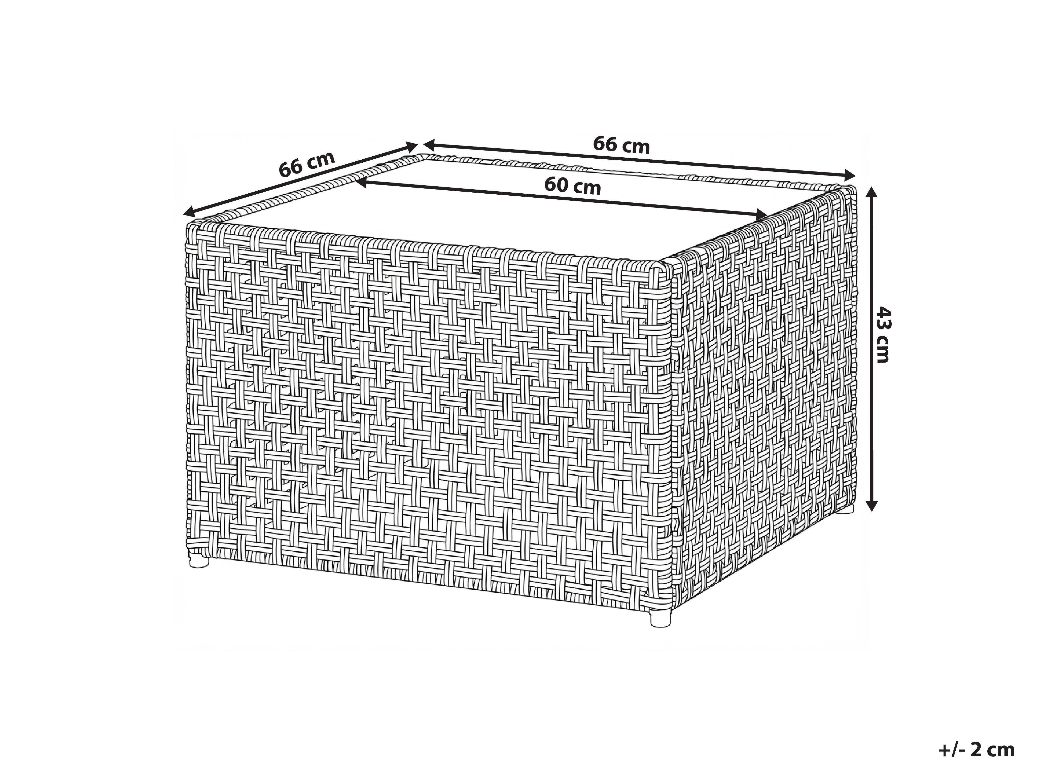 Tuin salontafel OMEGANA 66 cm 66 cm PE rotan Beige