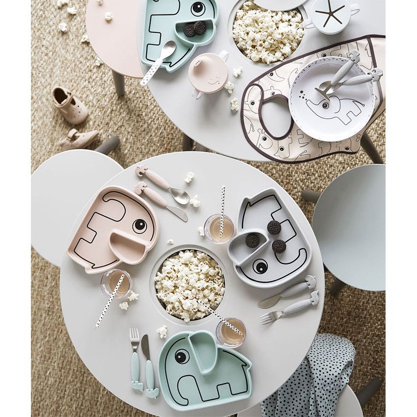 Assiette Silicone ventouse - Elphee rose - Ecru