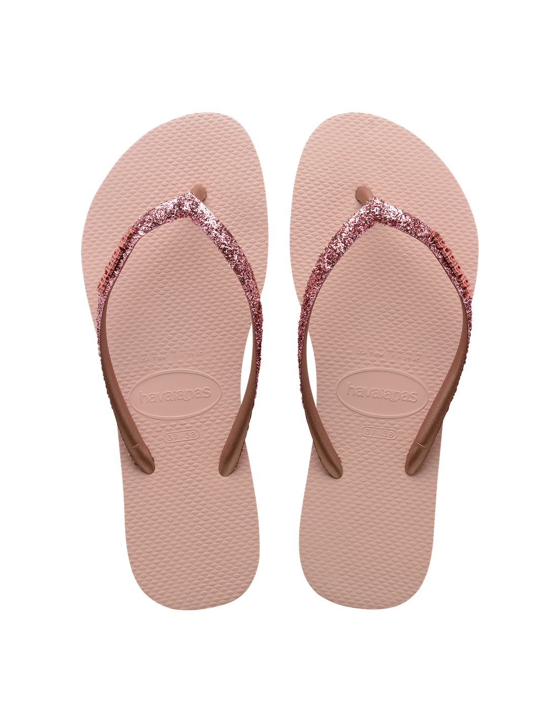 havaianas tongs femme enfant slim glitter II rose pailettes