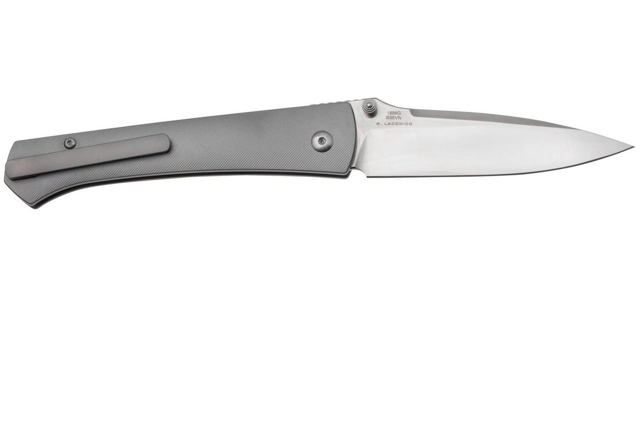 Artisan Cutlery Andromeda 1856G-GY, Sand Polished S35VN, Gray Titanium zakmes, Ray Laconico design