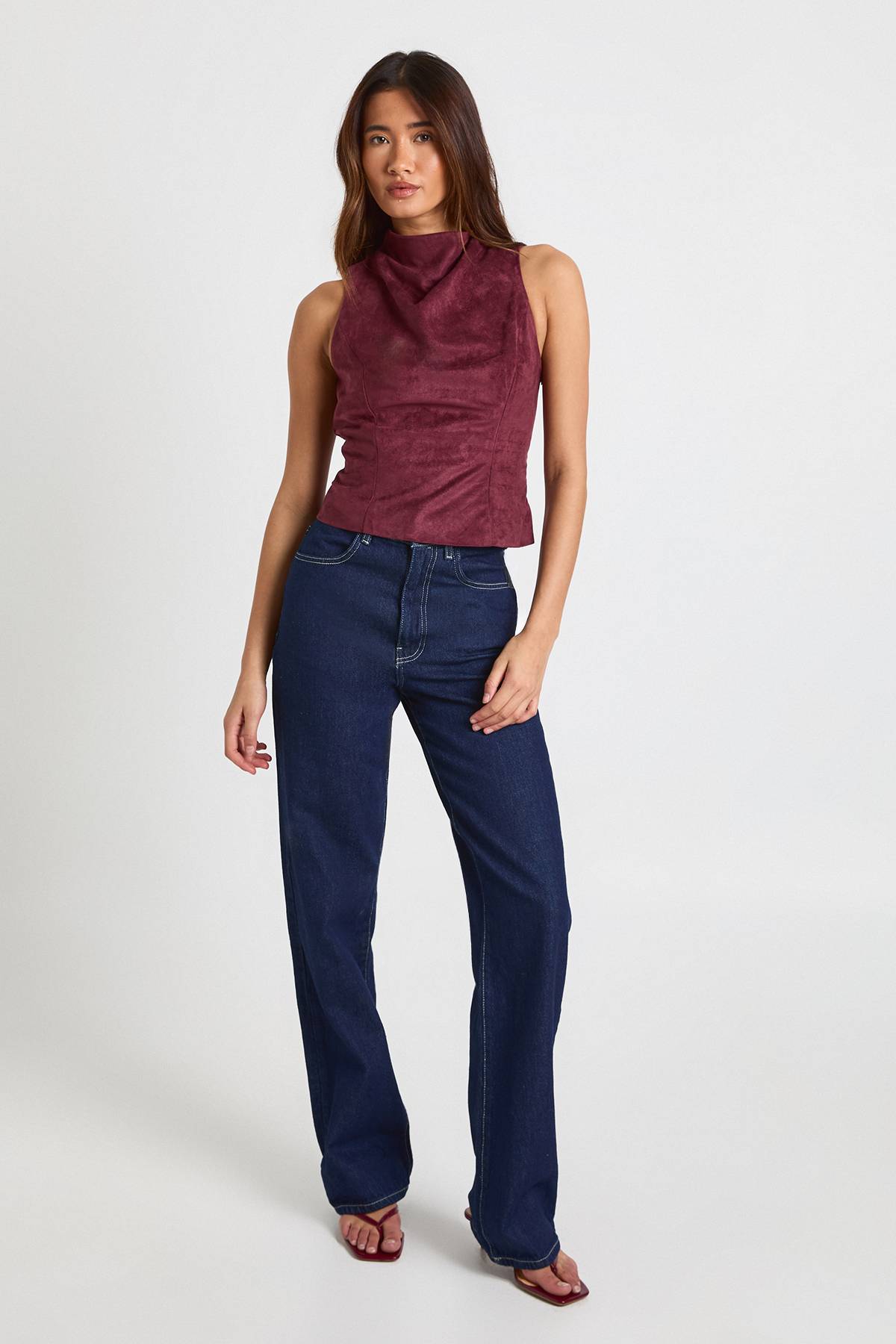 boohoo Haut Col Montant Drapé En Synthétique