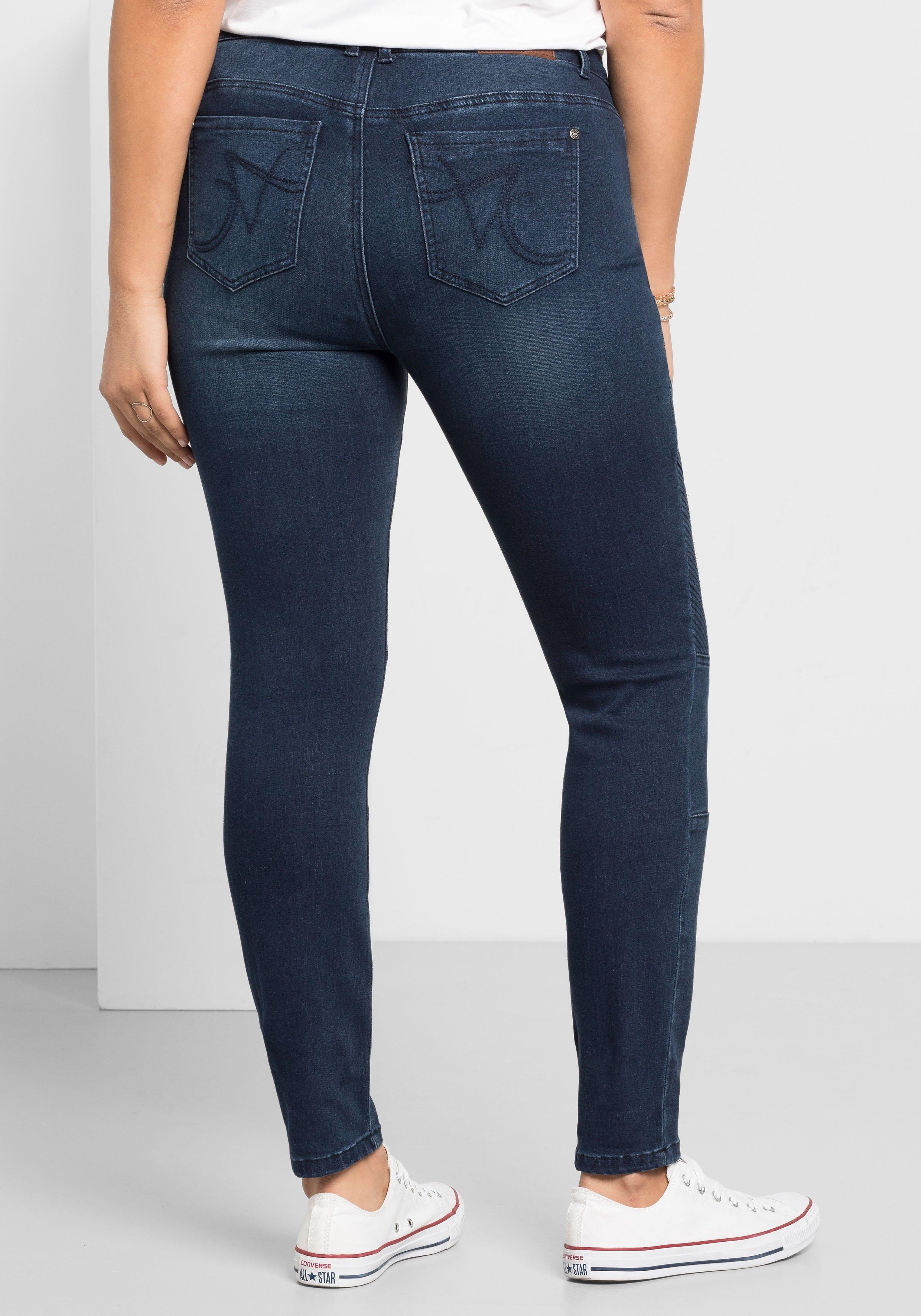 Skinny Power-Stretch-Jeans im Biker-Look