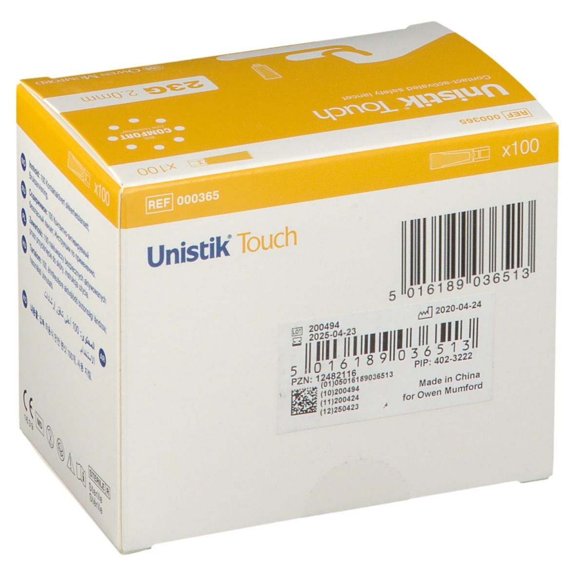 Unistik Touch 23G Sicherheitslanzette