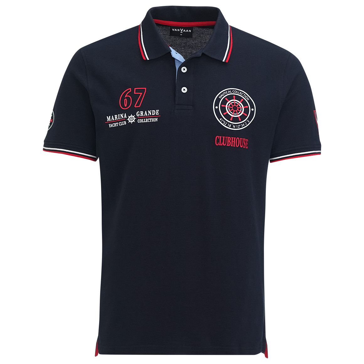 VanVaan Herren Poloshirt mit Print dunkelblau