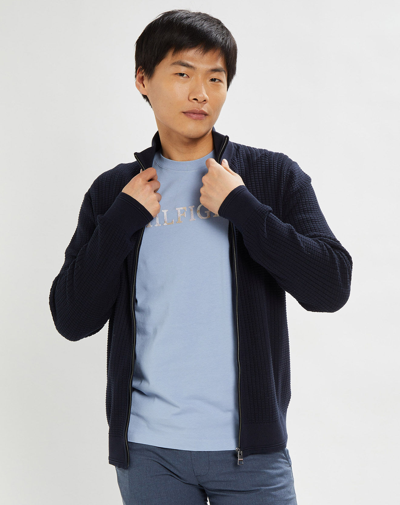 Tommy Hilfiger Gilet zippé Structure bleu marine
