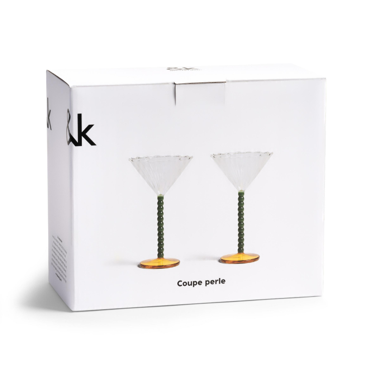 &klevering Perle Coupe champagneglazen set van 2 groen