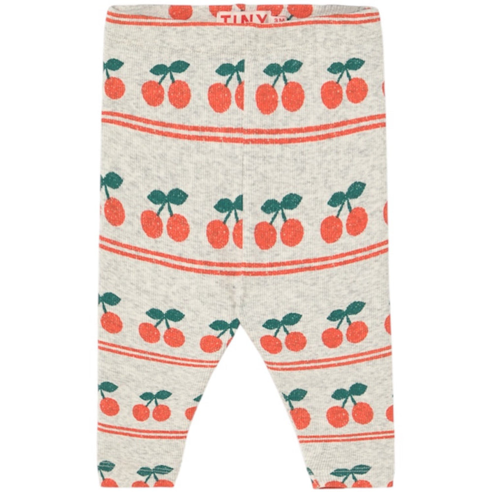 Køb TinyCottons Light Cream Cherry Pattern Rib Baby Leggings