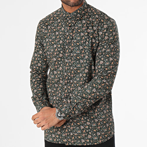 Chemise Manches Longues Bedson Vert Kaki Floral