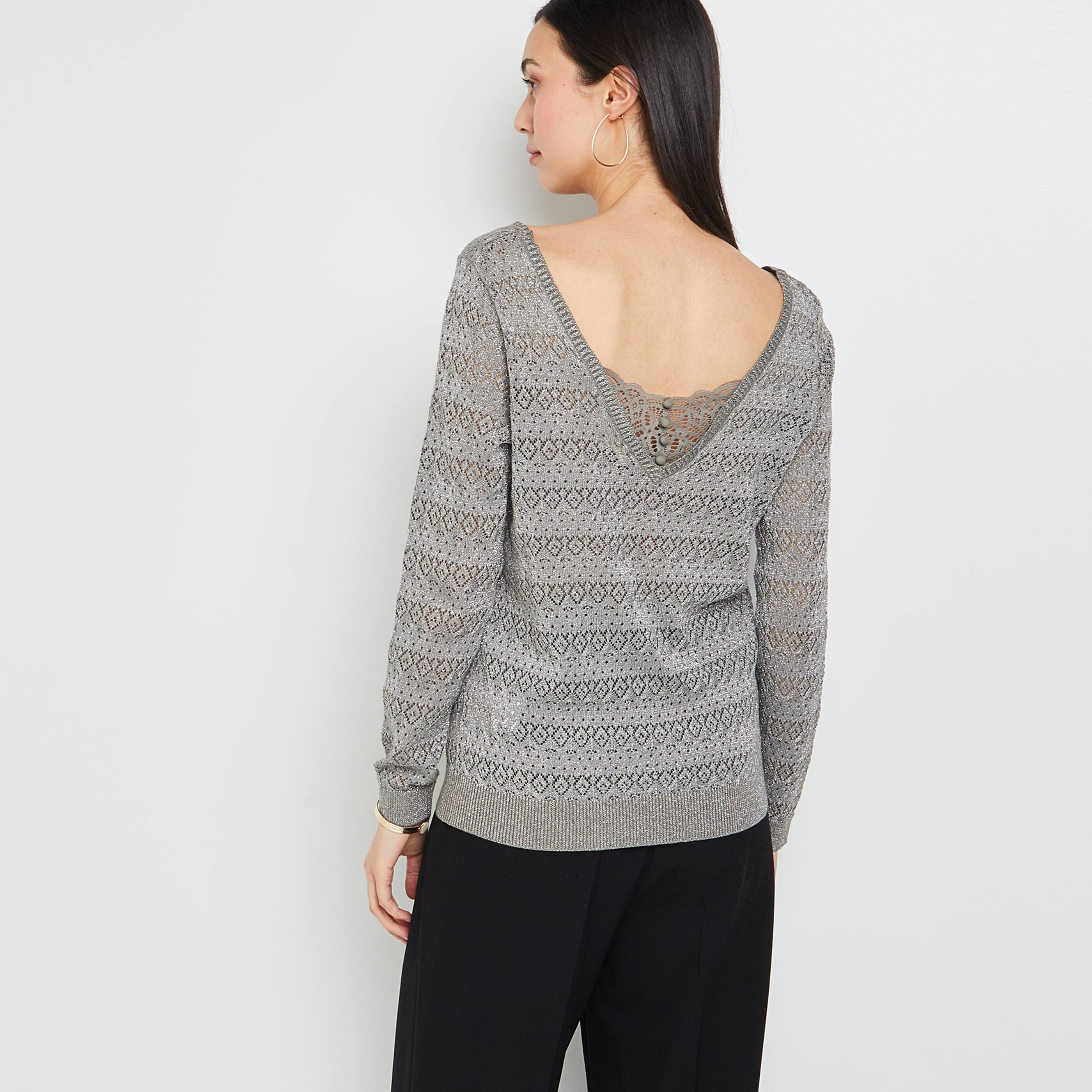 Pull ajouré femme - KAKI