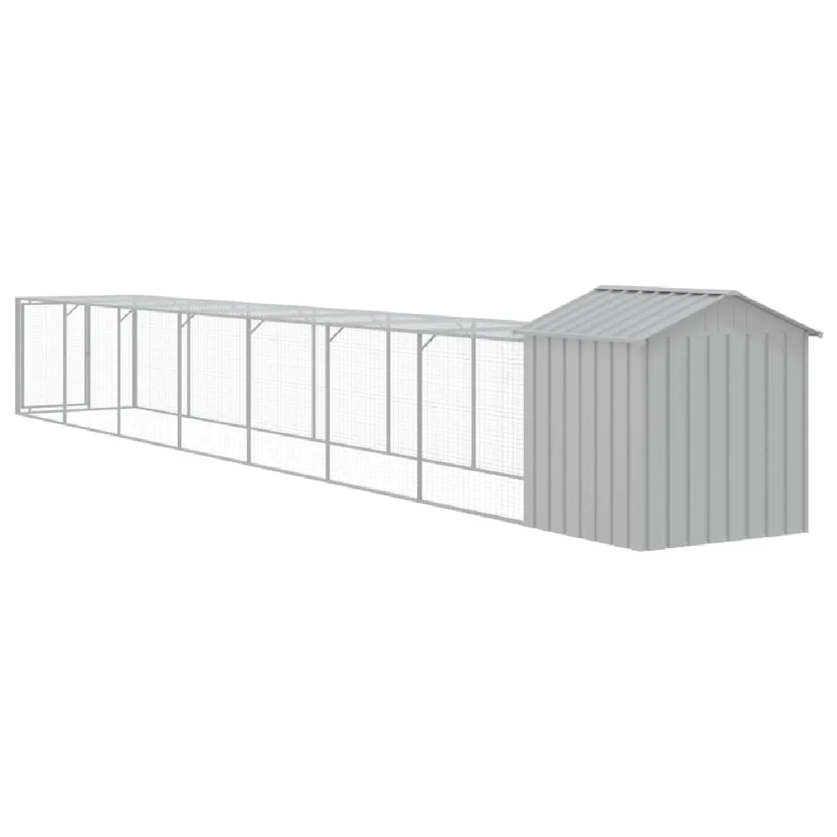 vidaXL Poulailler cour gris clair 117x813x123 cm