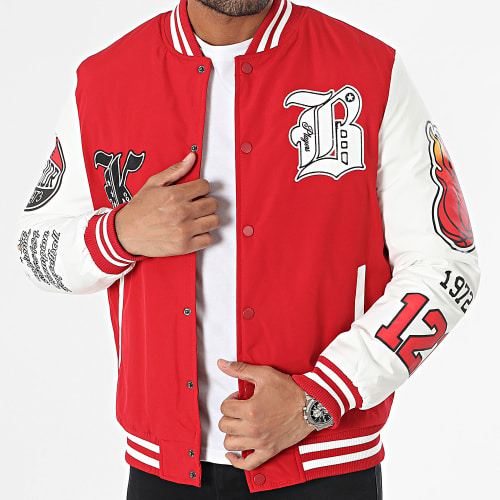 Veste Teddy Capuche Rouge Blanc