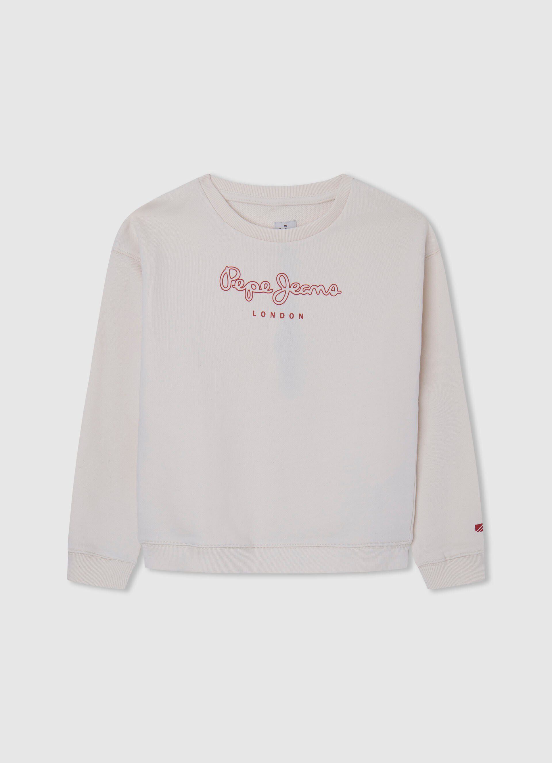 MOLETOM DE ALGODÃO COM LOGOTIPO ESTAMPADO - branco mousse