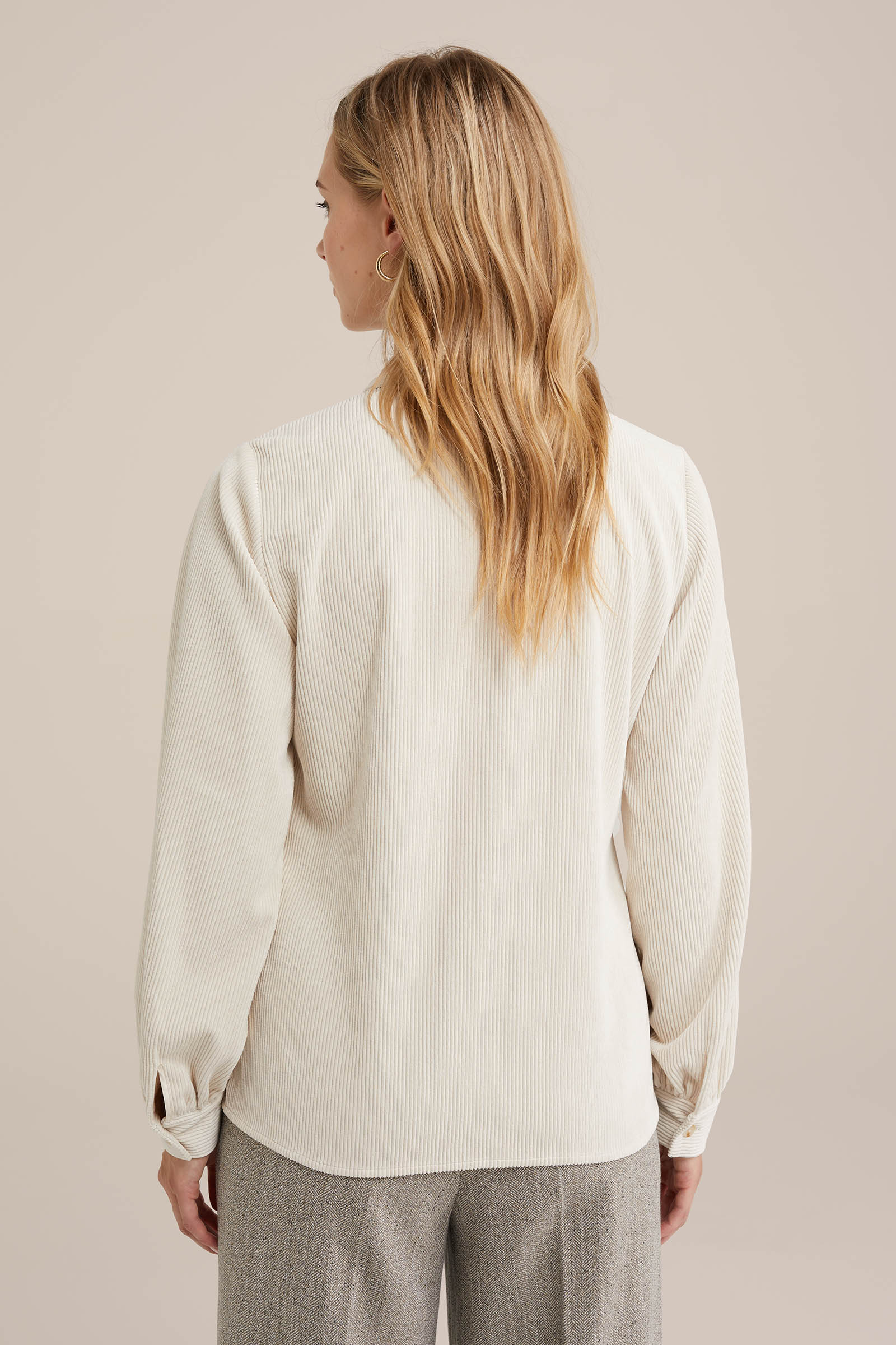 blouse van corduroy WE Fashion Gebroken wit