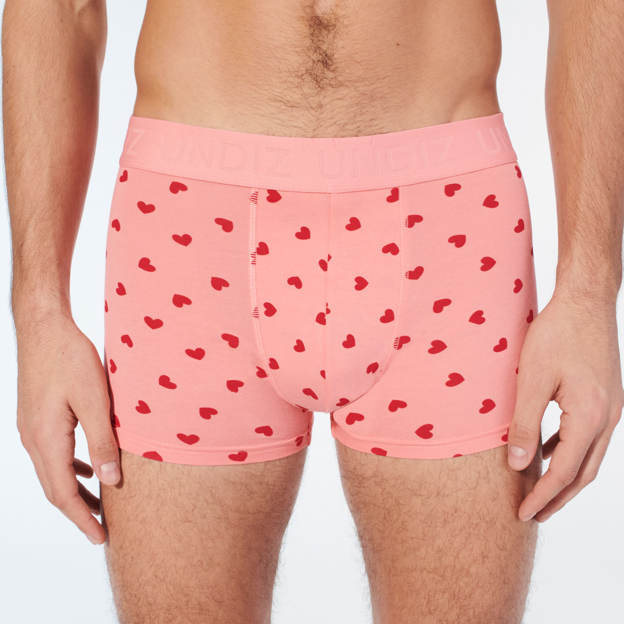Boxer à motifs coeurs en coton