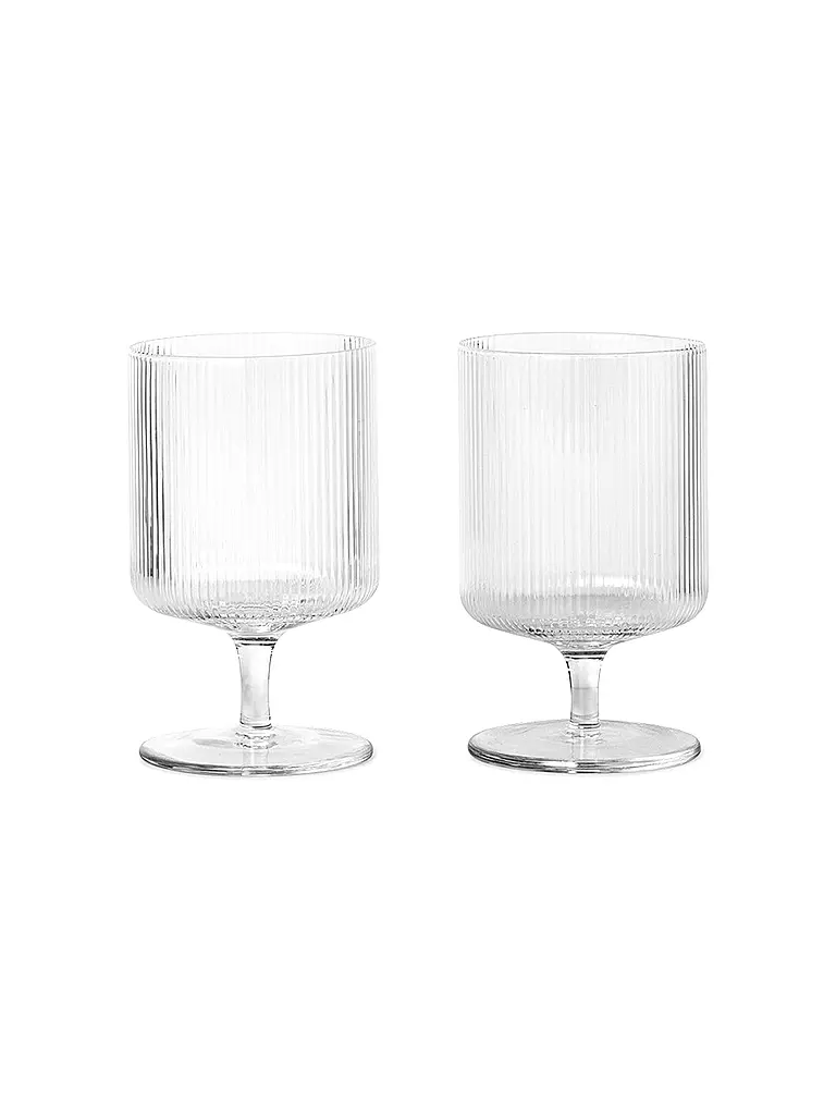 FERM LIVING Weinglas 2er Set RIPPLE transparent
