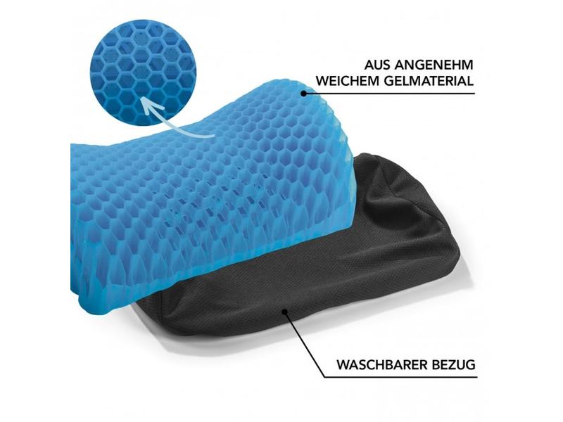 MAXXmee Gelkissen 27 x 16.5 x 8.5 cm, Schwarz Entspannungskissen mit Wabenstruktur