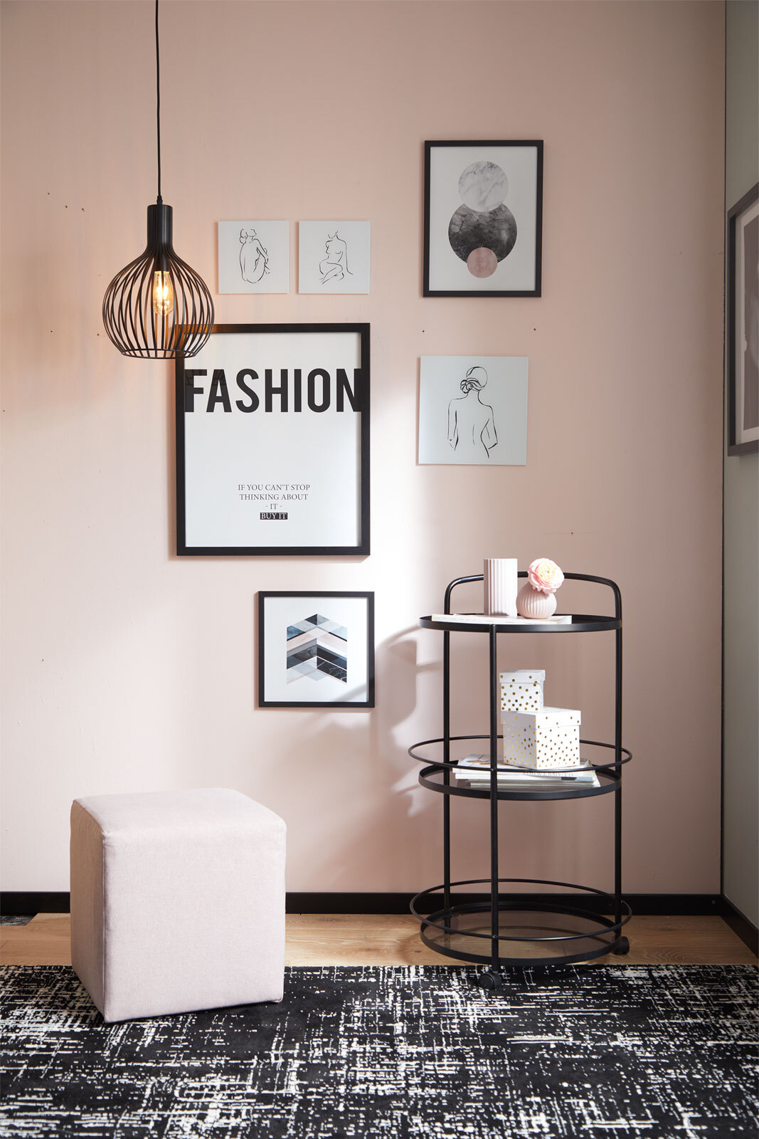 Hocker MAYFAIR Stoffbezug rosa