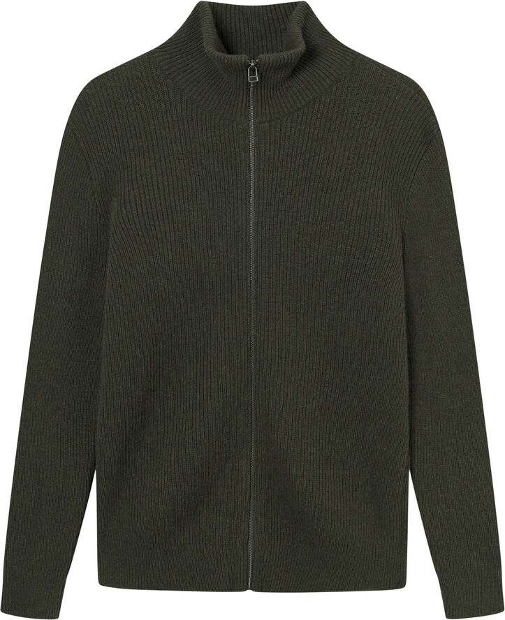 Forét MARSH RIB ZIP HIGH NECK Dark moss