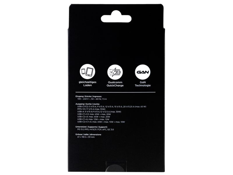 onit USB-Wandladegerät Triple 2C1A 65 W GaN Weiss Ladeadapter mit zwei USB-C-Ports und einem USB-A-Port