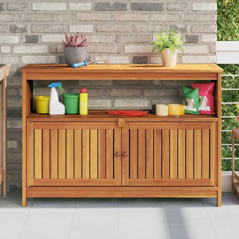 vidaXL - Tuinwandtafel - Bruin - Massief acaciahout - 110 x 35 x 75 cm