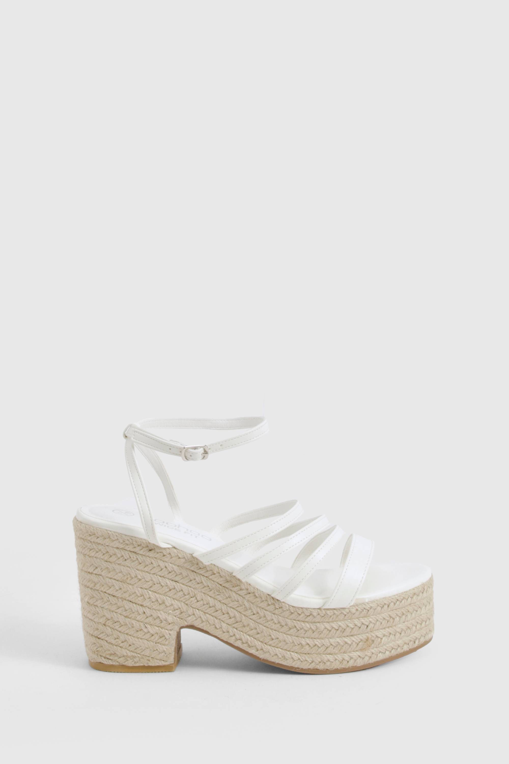 boohoo Wide Fit Strappy Low Wedge