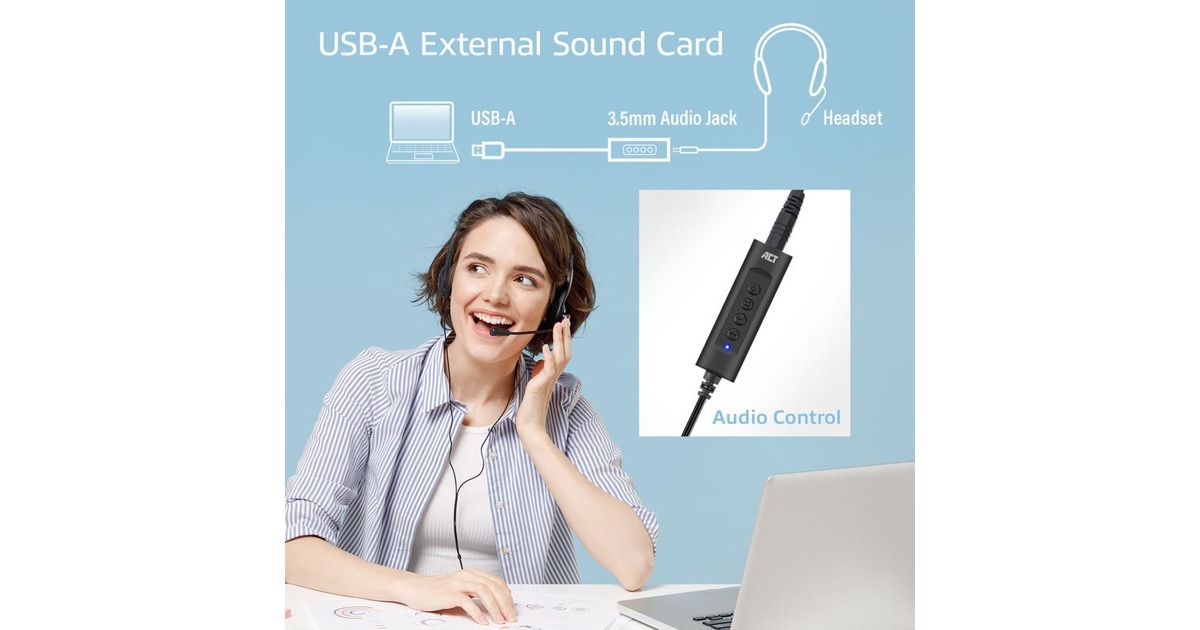 ACT ConnectivityUSB-A externe geluidskaart  (Zwart)