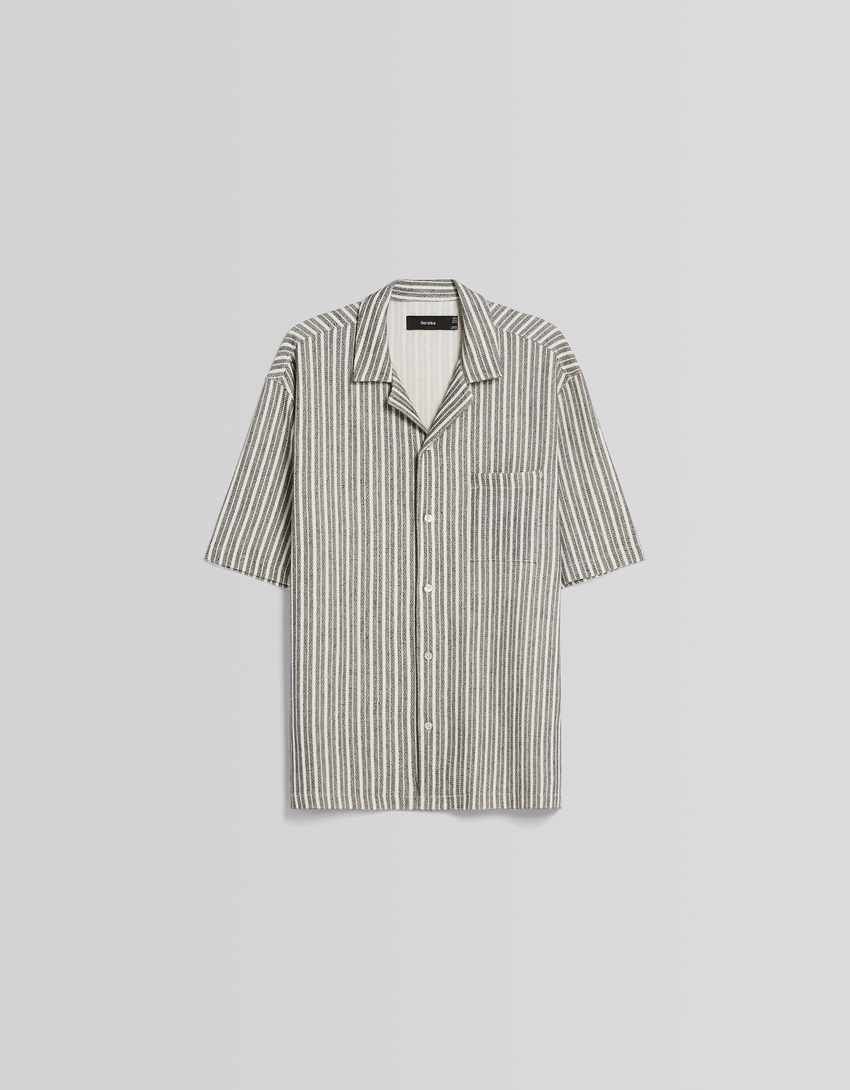 Camisa rústica listrada de manga curta