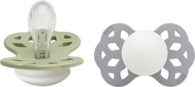 BIBS Infinity Smokker 2-Pack Silikon Str 1 Symmetrisk, Sage GLOW/Cloud GLOW