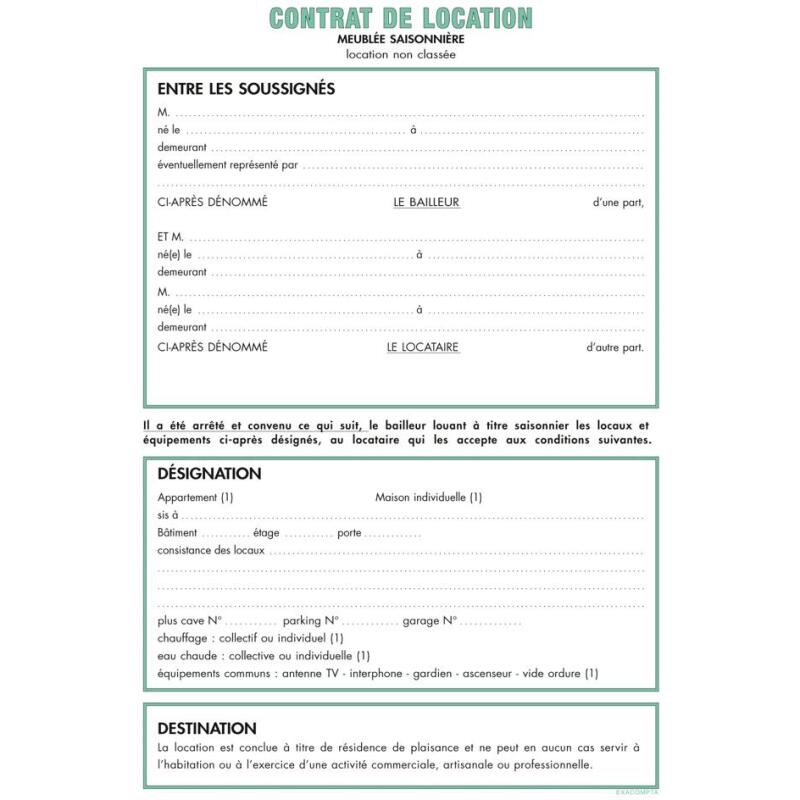 Dossier location saisonnière - Vert