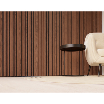 Lattenwand Decowall Acoustic Blend walnoot, combinatie van verschillendebreedtes, 260x30cm, 2 stuks (1.56m2)