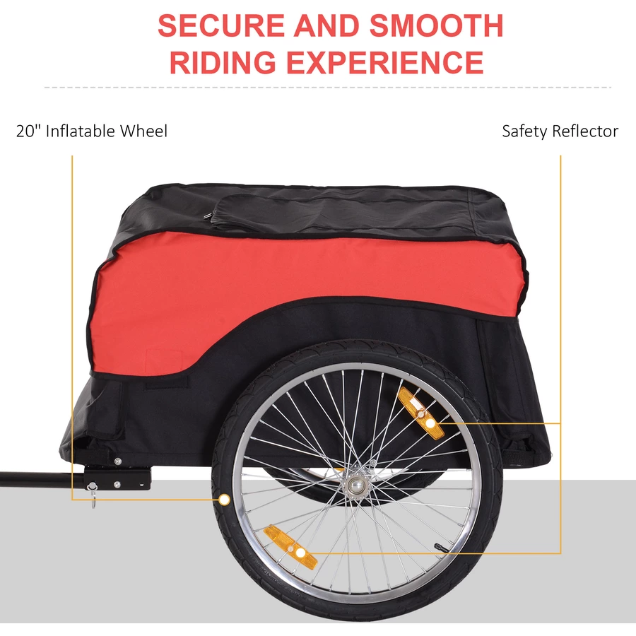 HOMCOM Transportanhänger fürs Fahrrad rot, schwarz