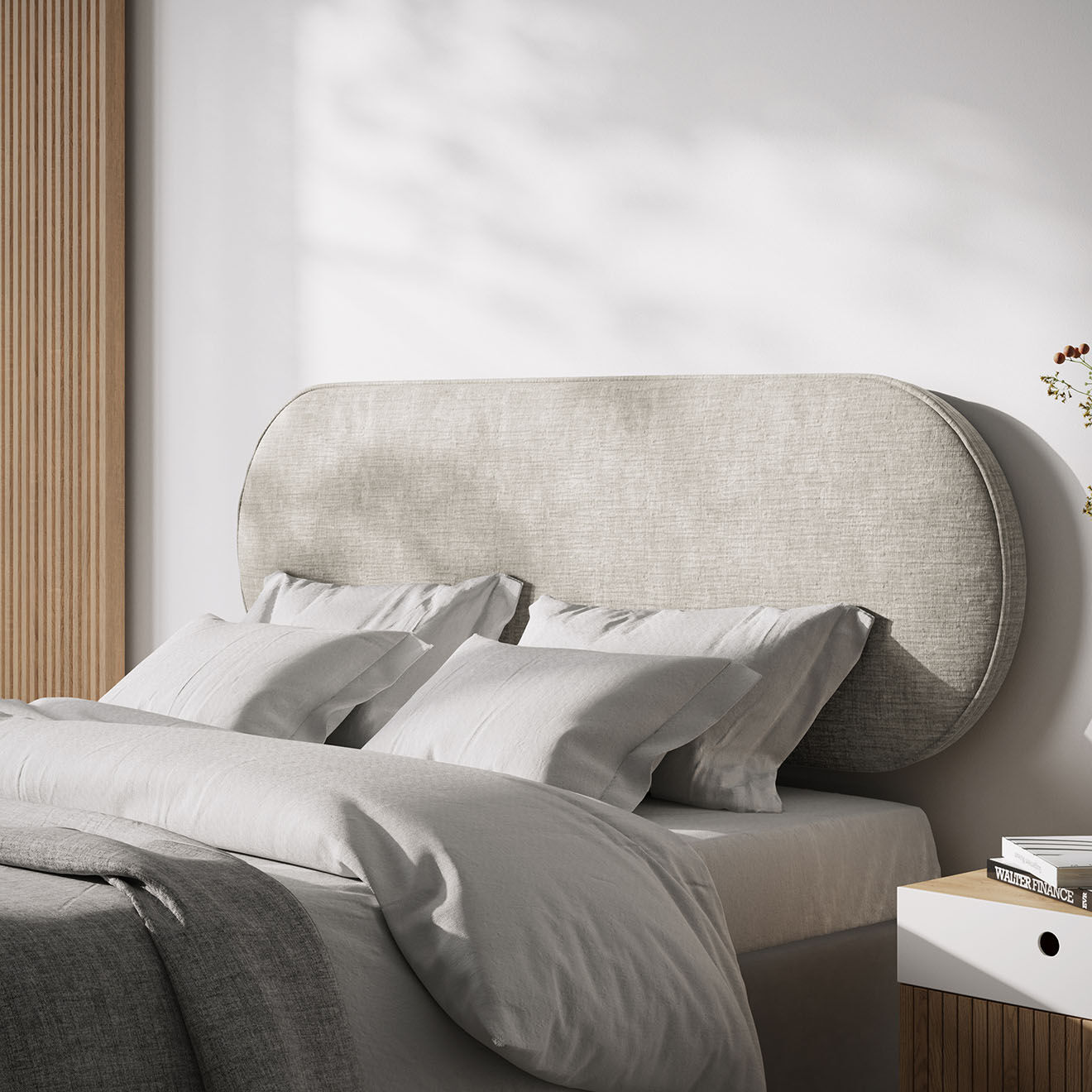 Micadoni Tête de lit à suspendre Skitty beige gris - 140x60 cm
