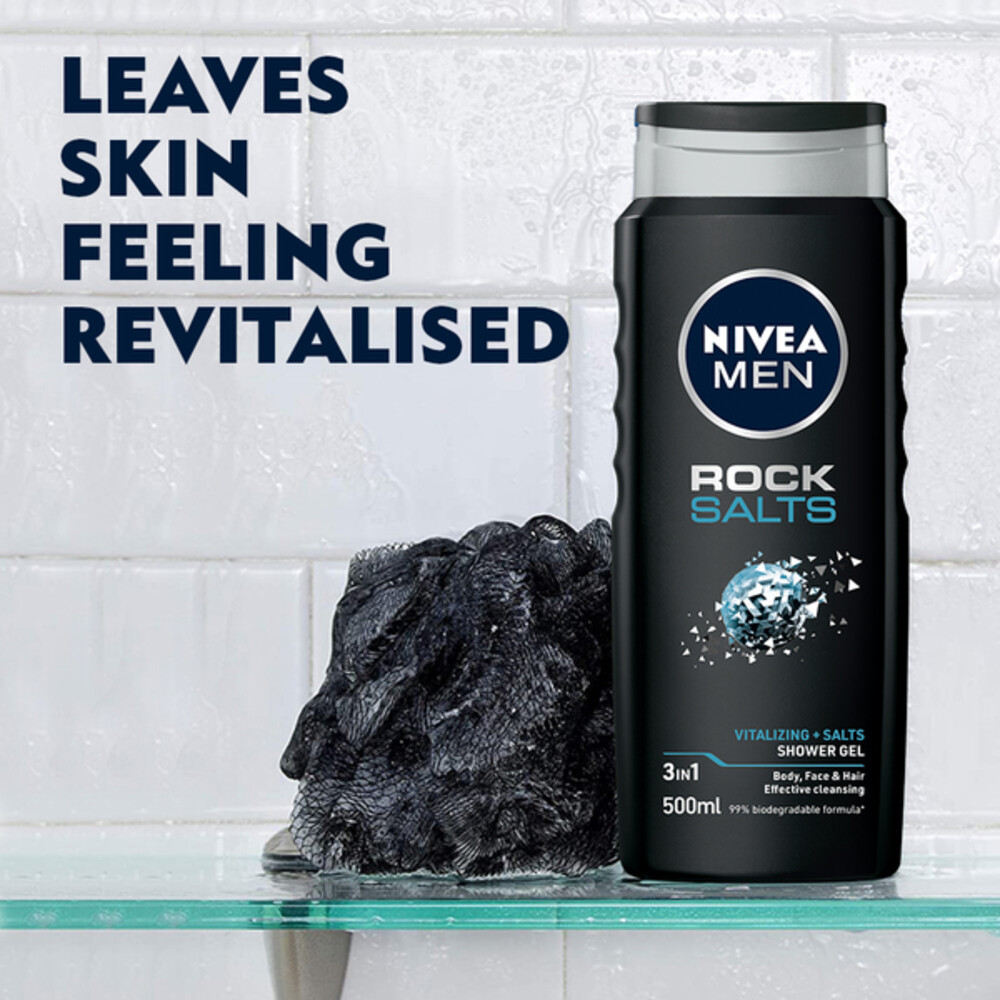 6x Nivea Men Rock Salts Douchegel500 ml