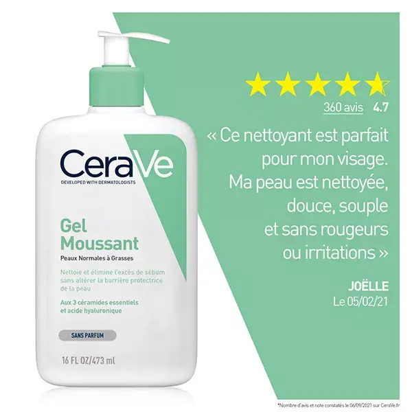 CeraVe Nettoyants Gel Moussant Peaux Normales à Grasses 2x473ml