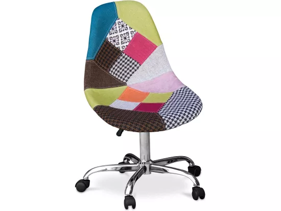 Chaise de Bureau à roulettes - Chaise de Bureau - Tapissée en Patchwork - Simona Multicolore