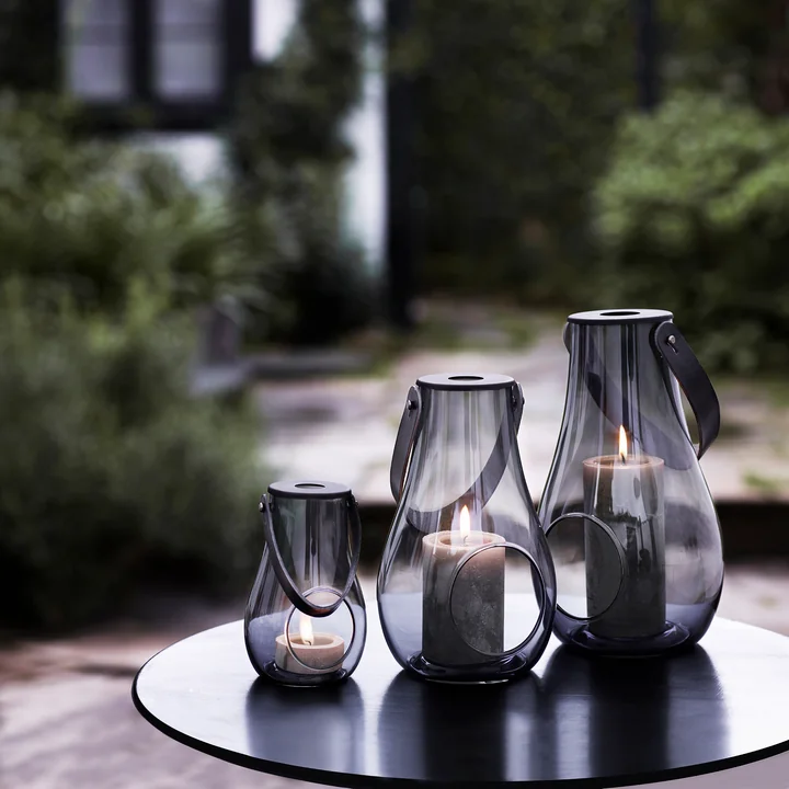 Holmegaard - Design with light Laterne (2er-Set) H 16 cm   25 cm, smoke