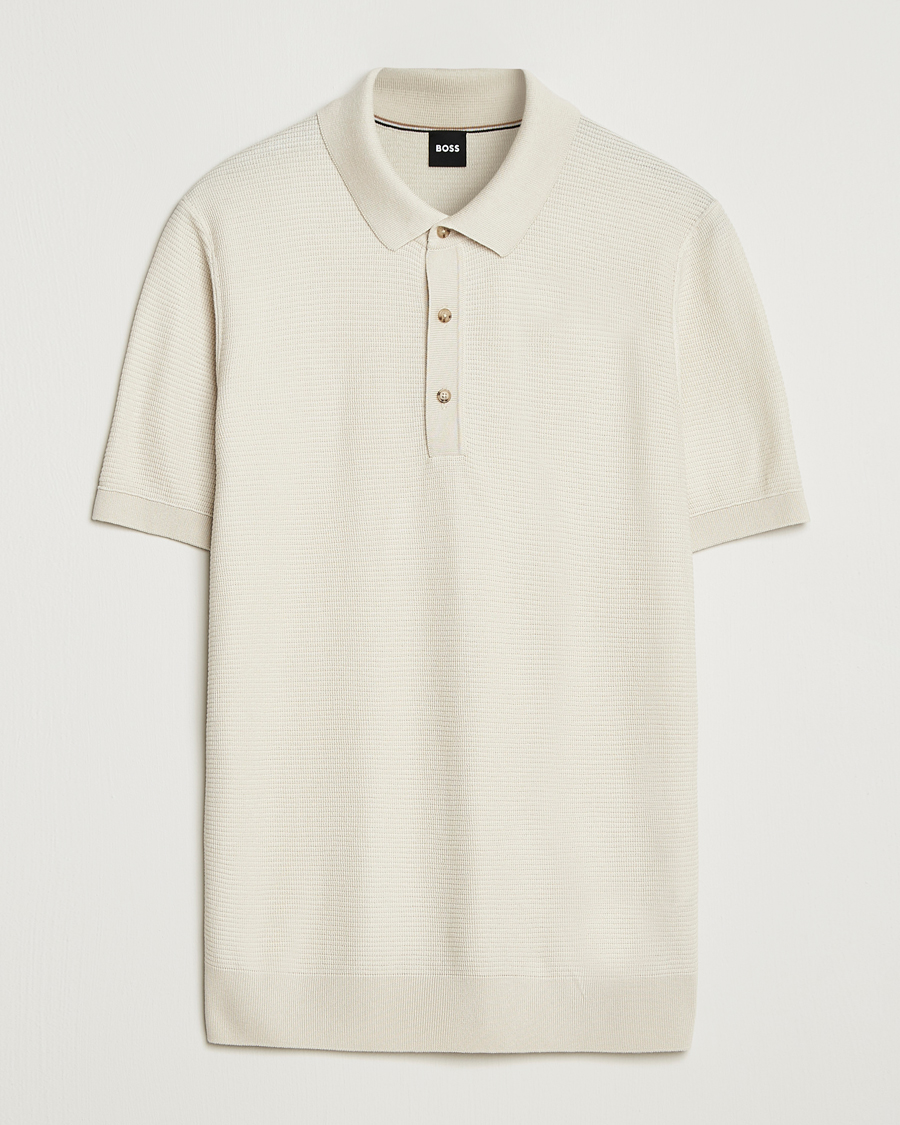 BOSS BLACK Lanotti Knitted Polo Open White