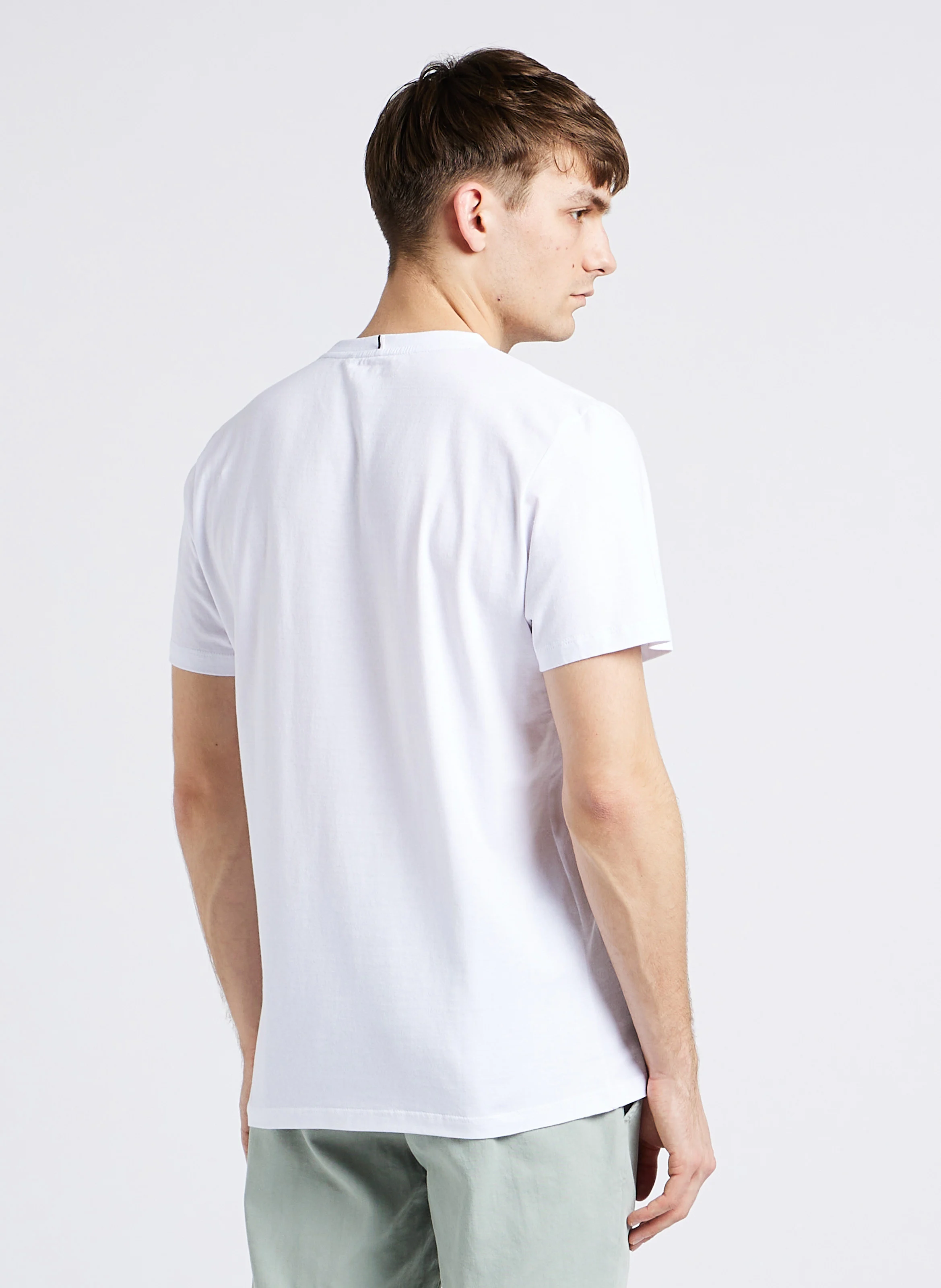 ARCY - Tee-shirt droit col rond en coton mélangé | Blanc
