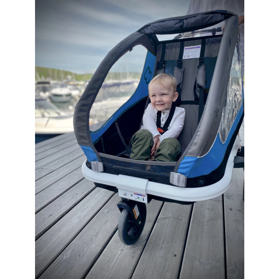 hamax Kinderfahrradanhänger Traveller inklusive Deichsel und Buggyrad BlackGreyBlue