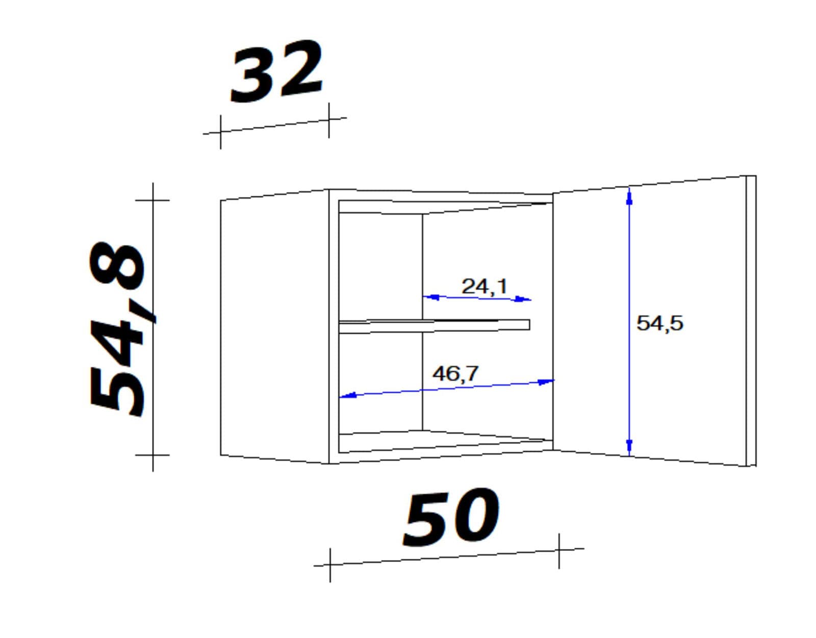 Oberschrank MEGGIE 50 x 54 x 32 cm weiß