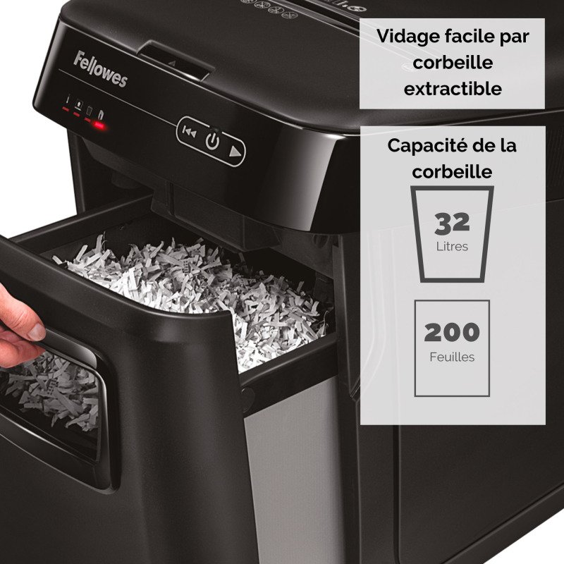 Destructeur Fellowes Automax 200C - coupe croisée