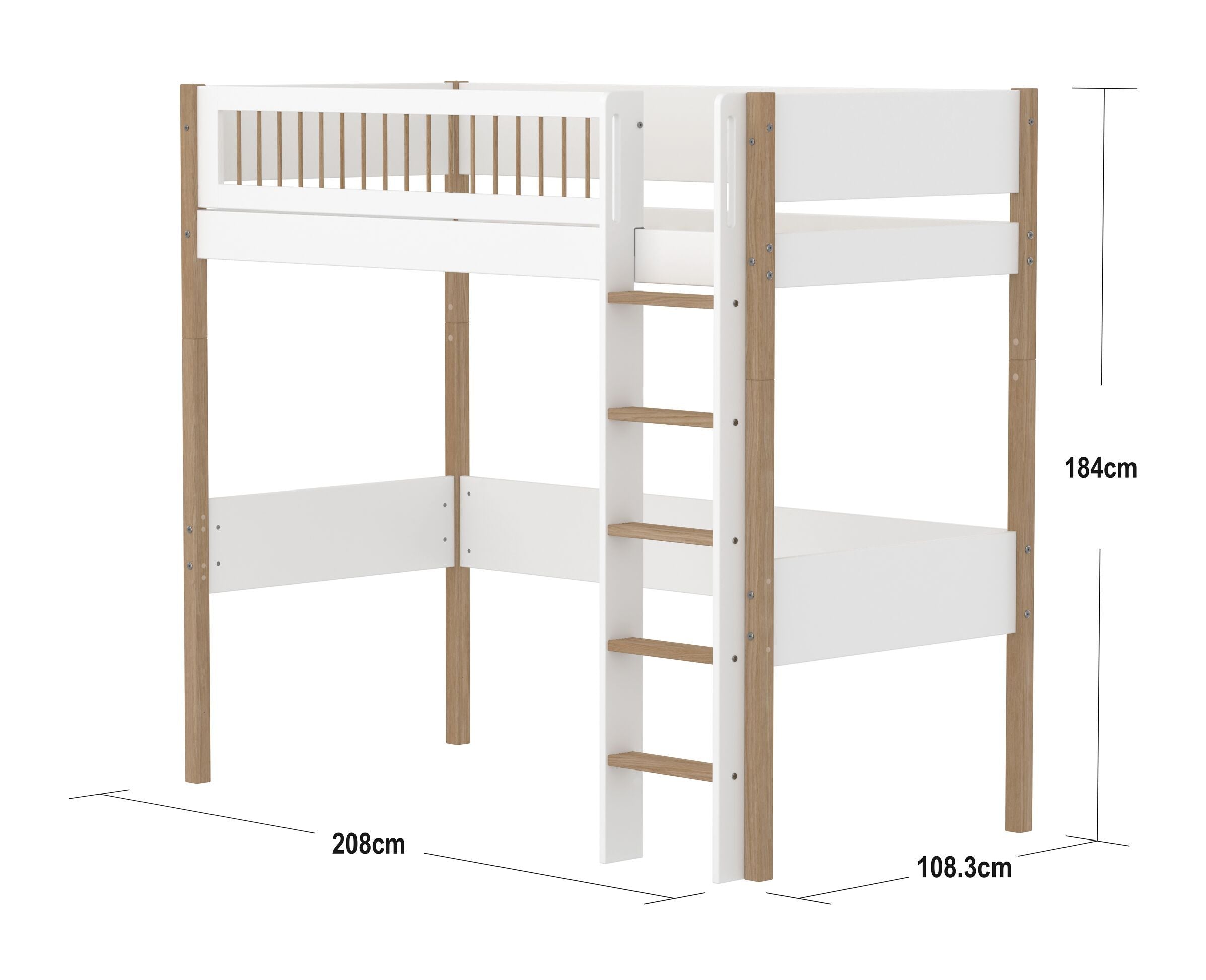 Flexa NOR Leiter gerade Hochbett - Weiss / B: 109.0 cm x T: 208.0 cm x H: 184.0 cm